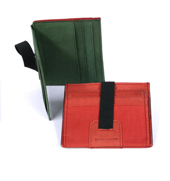 Cartera tarjetero de piel con cierre elástico