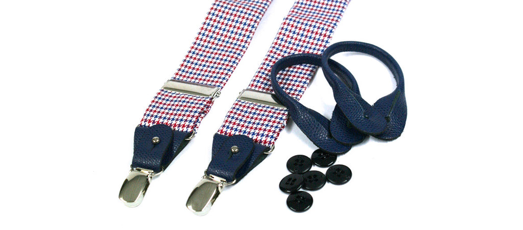 Tirantes de cuadro vichy con detalles en piel