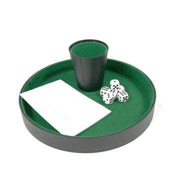 Bandeja  con  cubilete y dados para jugar al poker - Solohombre