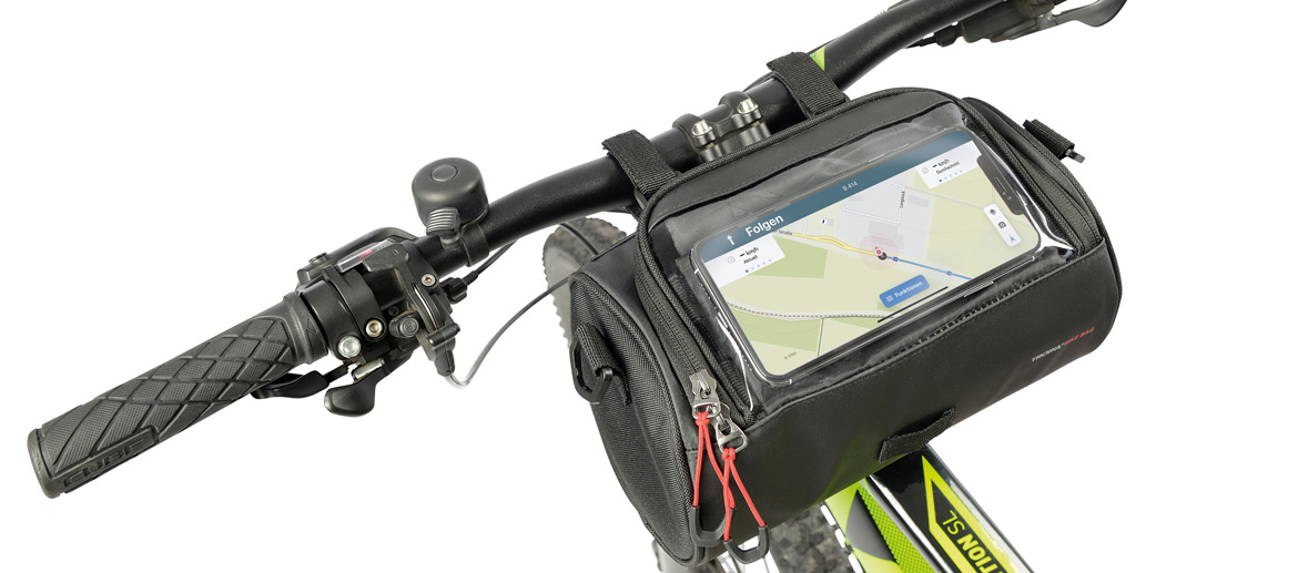 Bolsa para bicicleta o patinete con ventana de visualización táctil para el móvil - Solohombre