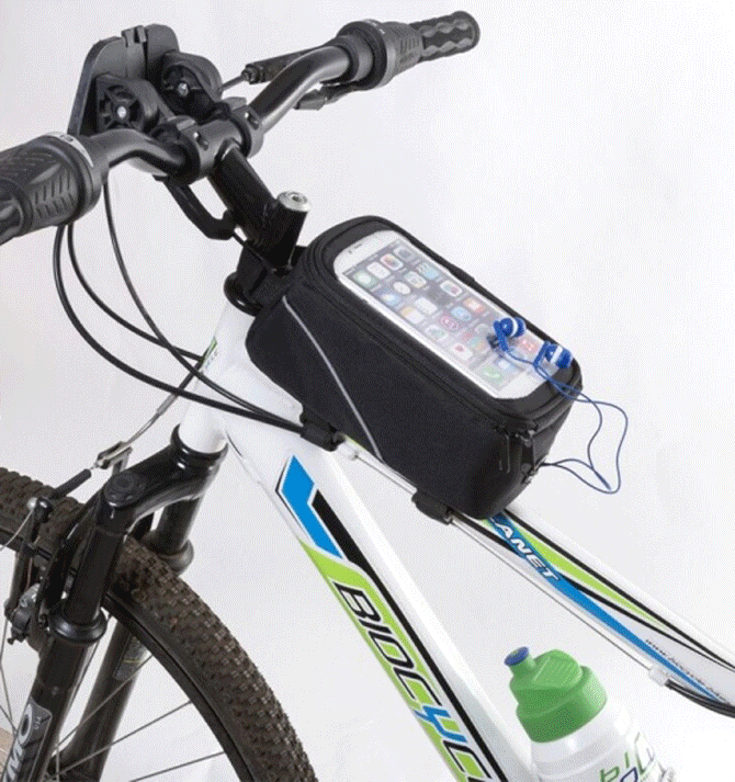 Bolsa porta todo pequeña para bicicleta o patinete con ventana de visualización táctil para el móvil - Solohombre