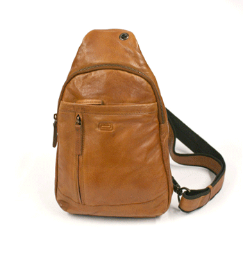 Bolso cruzado en piel color beige con cuatro bolsillos - Solohombre