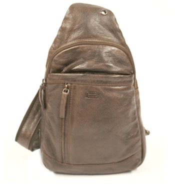 Bolso cruzado en piel color marrón con cuatro bolsillos - Solohombre