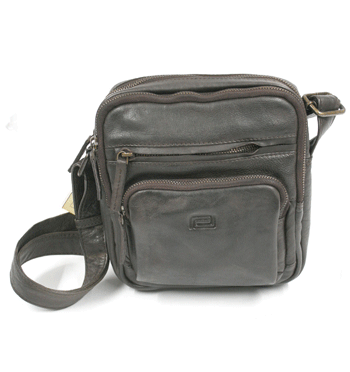 Bolso bandolera mini de piel envejecida color marrón para el día a día - Solohombre