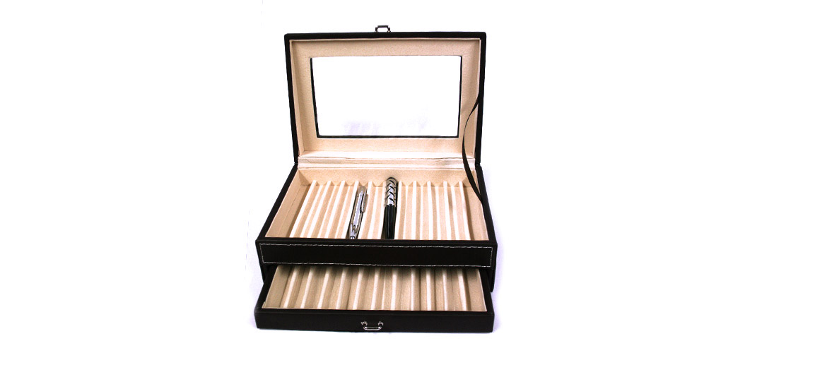 Caja para 24 plumas y bolígrafos color marrón - comprar online precio 39€ euros