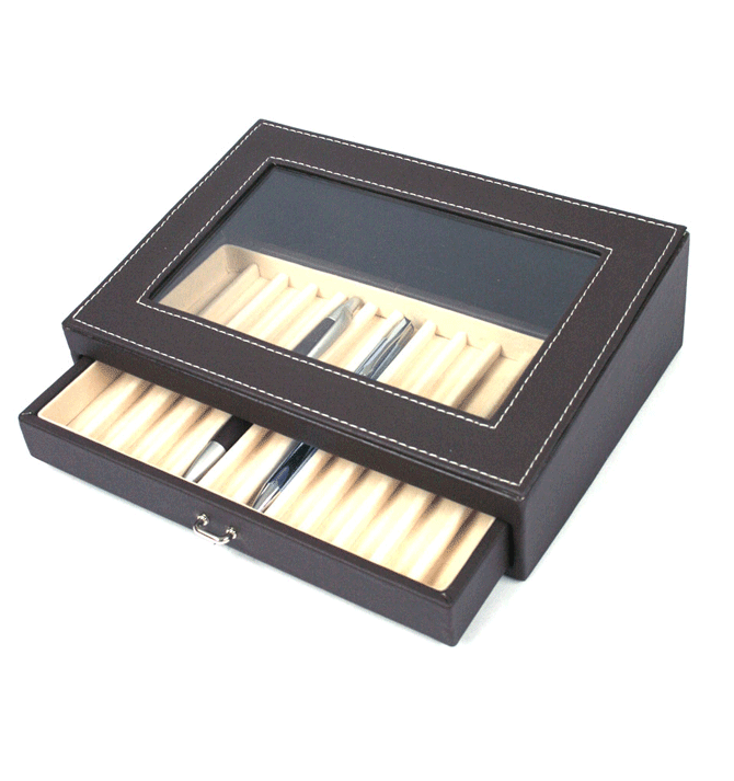 Caja para plumas y bolígrafos 12 unidades color marrón