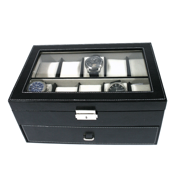 Caja relojero color negro para guardar 20 relojes