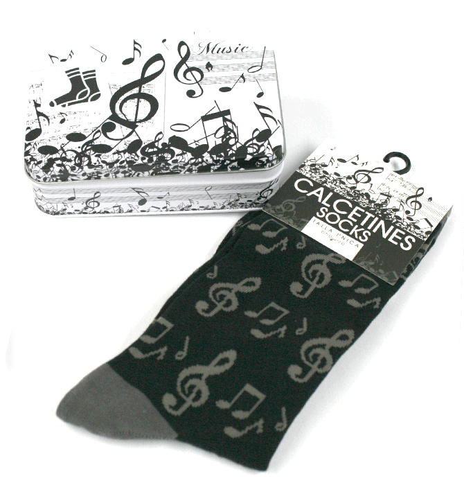Calcetines presentado en caja de metal para los aficionados a la música - Solohombre