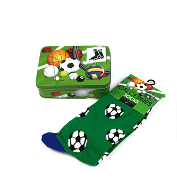 Calcetines presentado en caja de metal para los aficionados al futbol - Solohombre