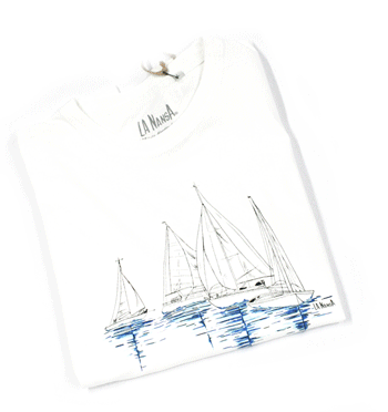 Camiseta de algodón con dibujo de veleros para el verano - Solohombre
