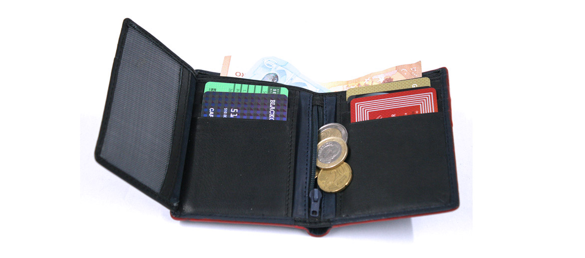 Cartera billetera tarjetero y monedero de piel con cierre de goma - comprar online precio 31€ euros