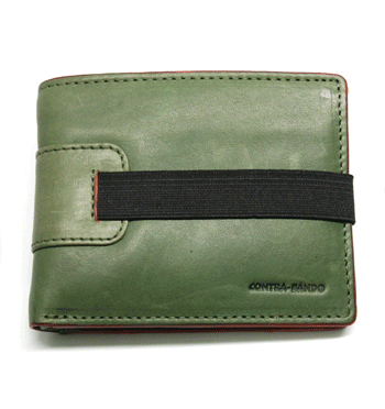 Cartera billetera tarjetero con monedero de piel color verde