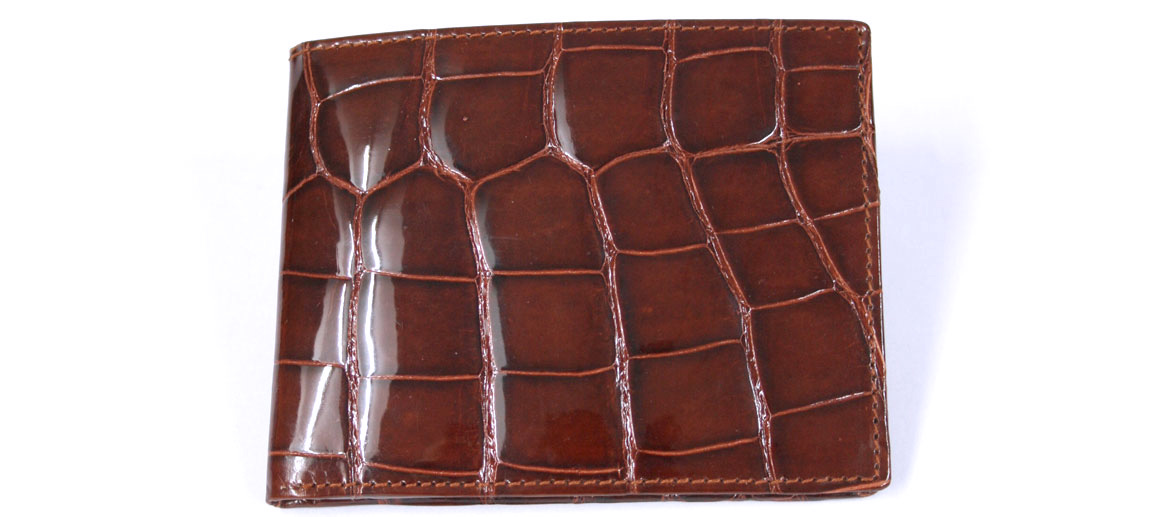 Cartera billetera tarjetero sencillo genuina piel de cocodrilo tipo americano - Solohombre