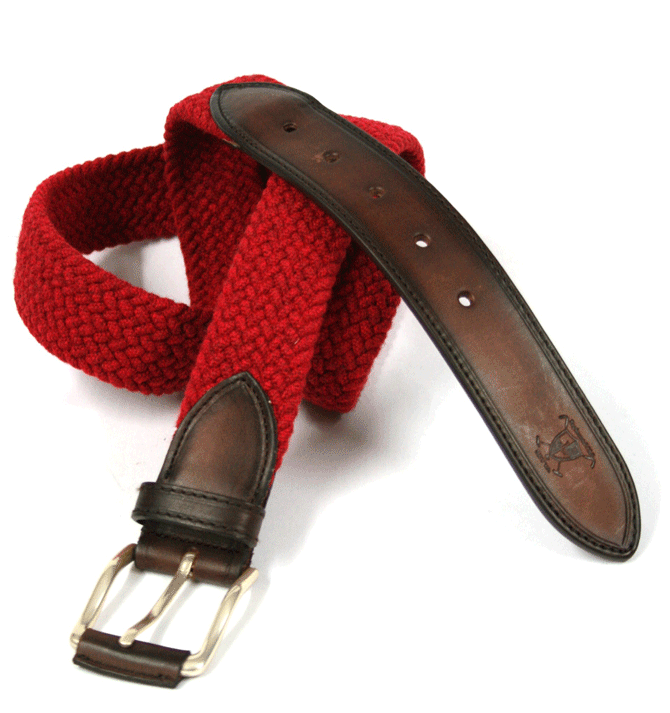 Cinturón de algodón elástico y detalles en piel
