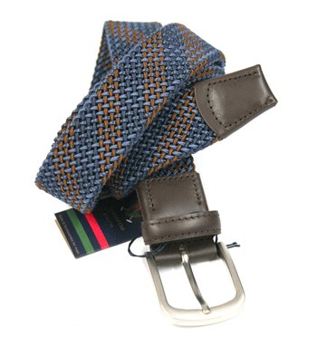 Cinturón de cabo elástico en color azul y marrón - Solohombre