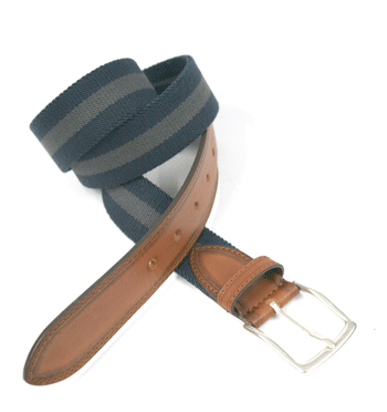 Cinturón de lona elástica y detalles de piel - Solohombre