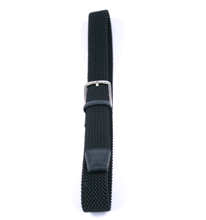 Cinturón elástico de algodón color azul con detalles de piel - Solohombre