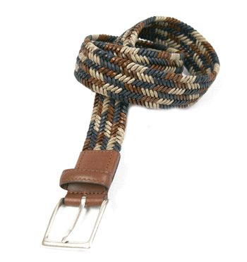 Cinturón elástico de piel azul, marrón y crudo marca Solohombre