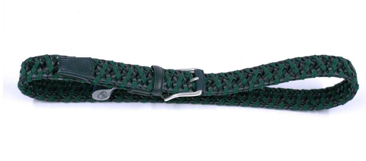Cinturón elástico de piel y algodón marca Solohombre color verde - Solohombre