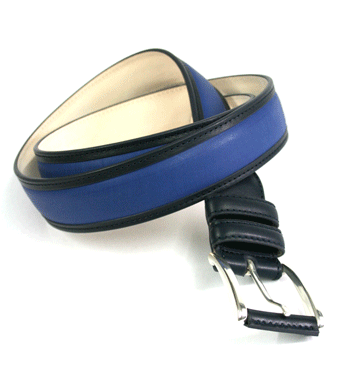Cinturón  de piel color azul cobalto marca Leyva