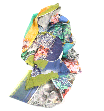 Foulard de algodón y modal con un dibujo abstracto muy colorido - Solohombre