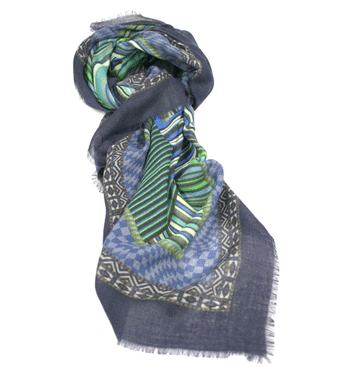 Foulard de lana y modal ¡Precioso! en tonos azules y verdes 