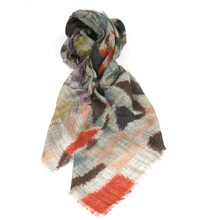 Foulard de lana y seda  con un dibujo abstracto muy colorido- Solohombre