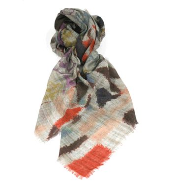 Foulard de lana y seda  con un dibujo abstracto muy colorido- Solohombre