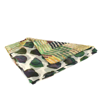 Foulard ¡elegante! de seda natural y modal de colores verdes, naranjas y granate - Solohombre