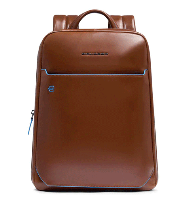 Mochila de piel espandible color marrón marca Piquadro - Solohombre