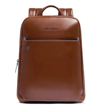 Mochila de piel espandible color marrón marca Piquadro - Solohombre