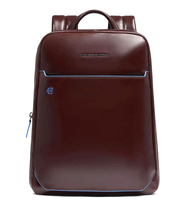 Mochila de piel espandible color marrón marca Piquadro - Solohombre