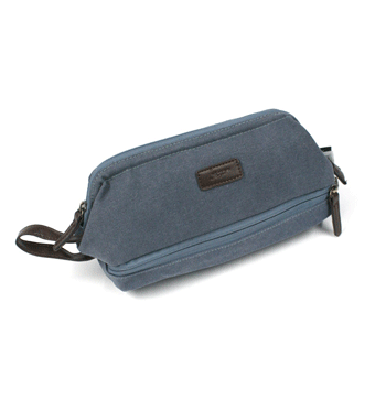 Neceser bolsa de aseo con bolsillo en la base de lona color azul - Solohombre