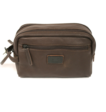 Neceser bolsa de aseo para viaje de piel color marrón - Solohombre