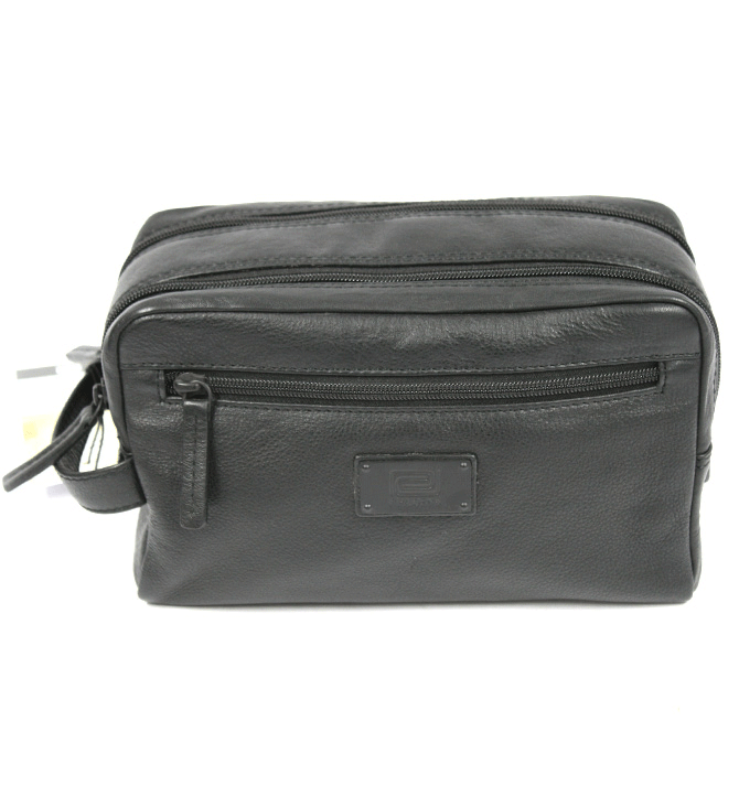 Neceser bolsa de aseo para viaje de piel color negro - Solohombre
