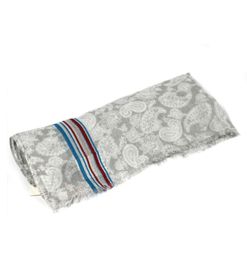 Pañuelo foulard con tonos de grises y dibujo de cachemir - Solohombre