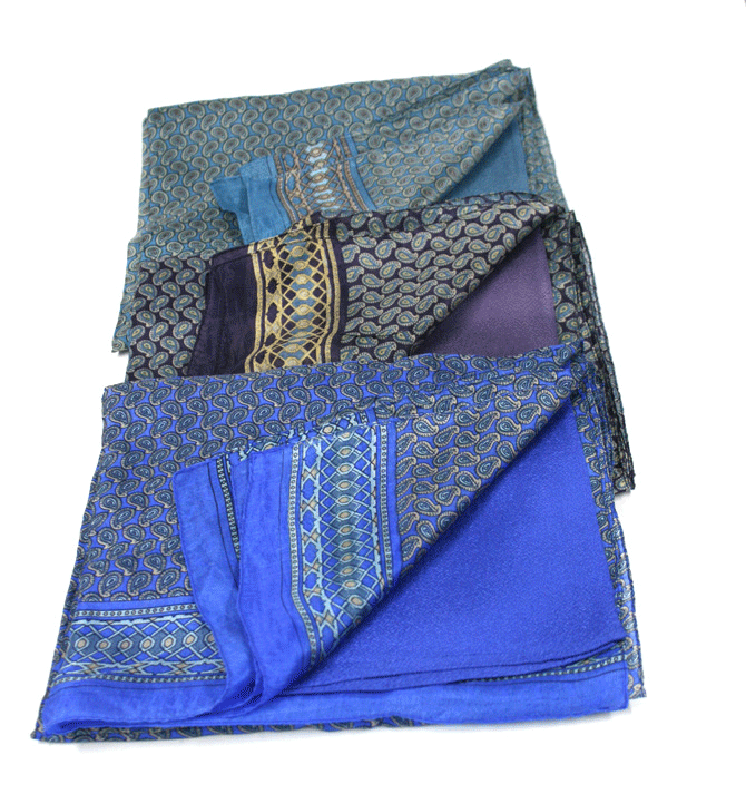 Pañuelo foulard de seda y viscosa doble cara con dibujo pequeño de cachemir - Solohombre