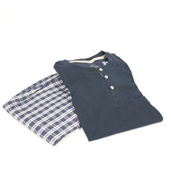 Pijama con camiseta de punto y pantalón de tela  de algodón para el invierno - Solohombre