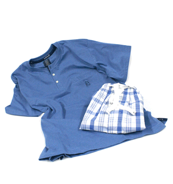 Pijama con camiseta de punto y pantalón de tela  de algodón para el verano - Solohombre