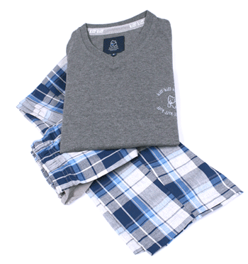 Pijama de algodón con camiseta de punto y pantalón de tela para el invierno - Solohombre