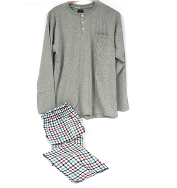 Pijama de invierno con camiseta de punto y pantalón de tela - Solohombre