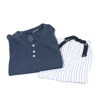 Pijama de algodón con camiseta de punto y pantalón de tela para el verano - Solohombre