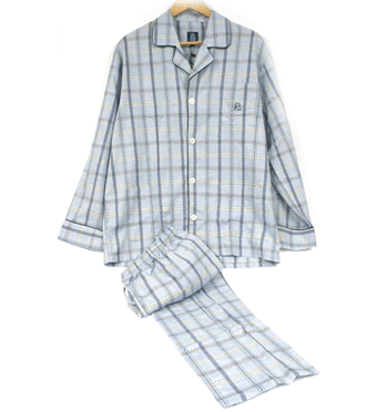 Pijama de algodón para el invierno de cuadros azul y marrón - Solohombre