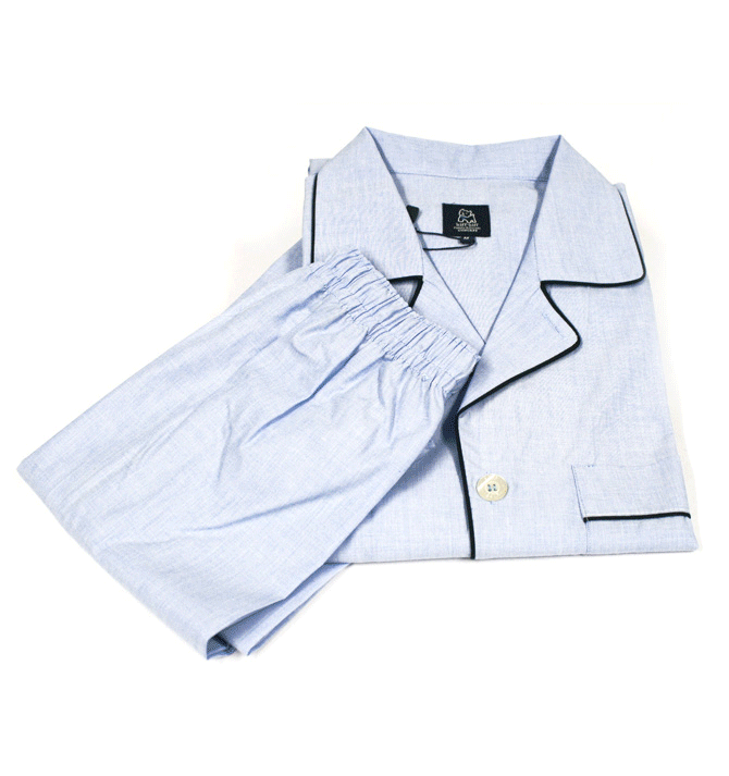 Pijama para invierno de algodón color azul claro y vivos azul marino - Solohombre