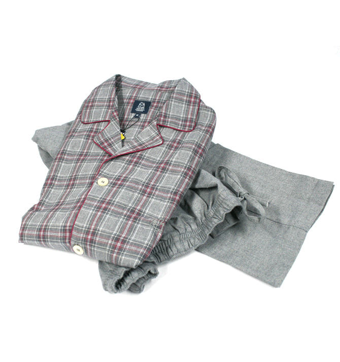 Pijama para invierno de algodón con cuadros y vivos granates - Solohombre