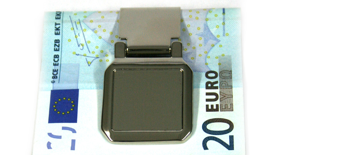 Pinza  billetes plateada brillo y mate cuadrada - Solohombre