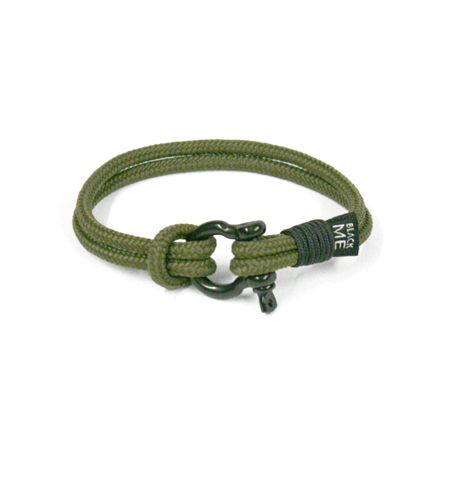 Pulsera de cabo y grillete color verde - Solohombre