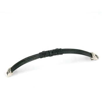Pulsera de cuero negro y detalles en cabo y metal - Solohombre