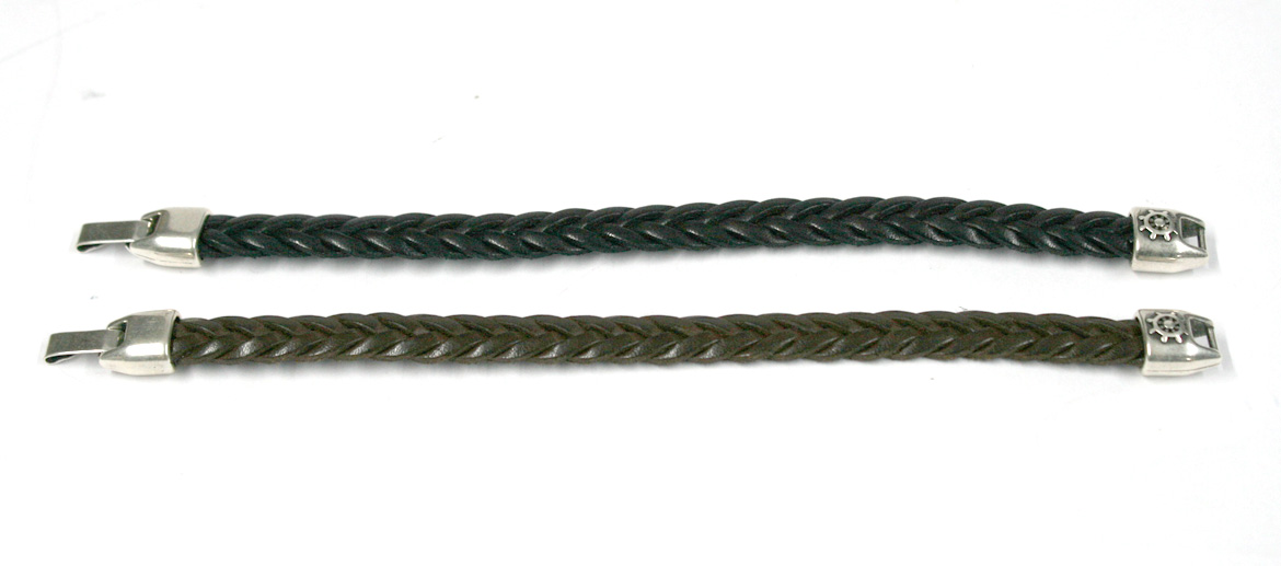 Pulsera de cuero trenzado con cierre de metal - Solohombre