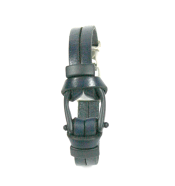 Pulsera de piel azul con grillete - Solohombre